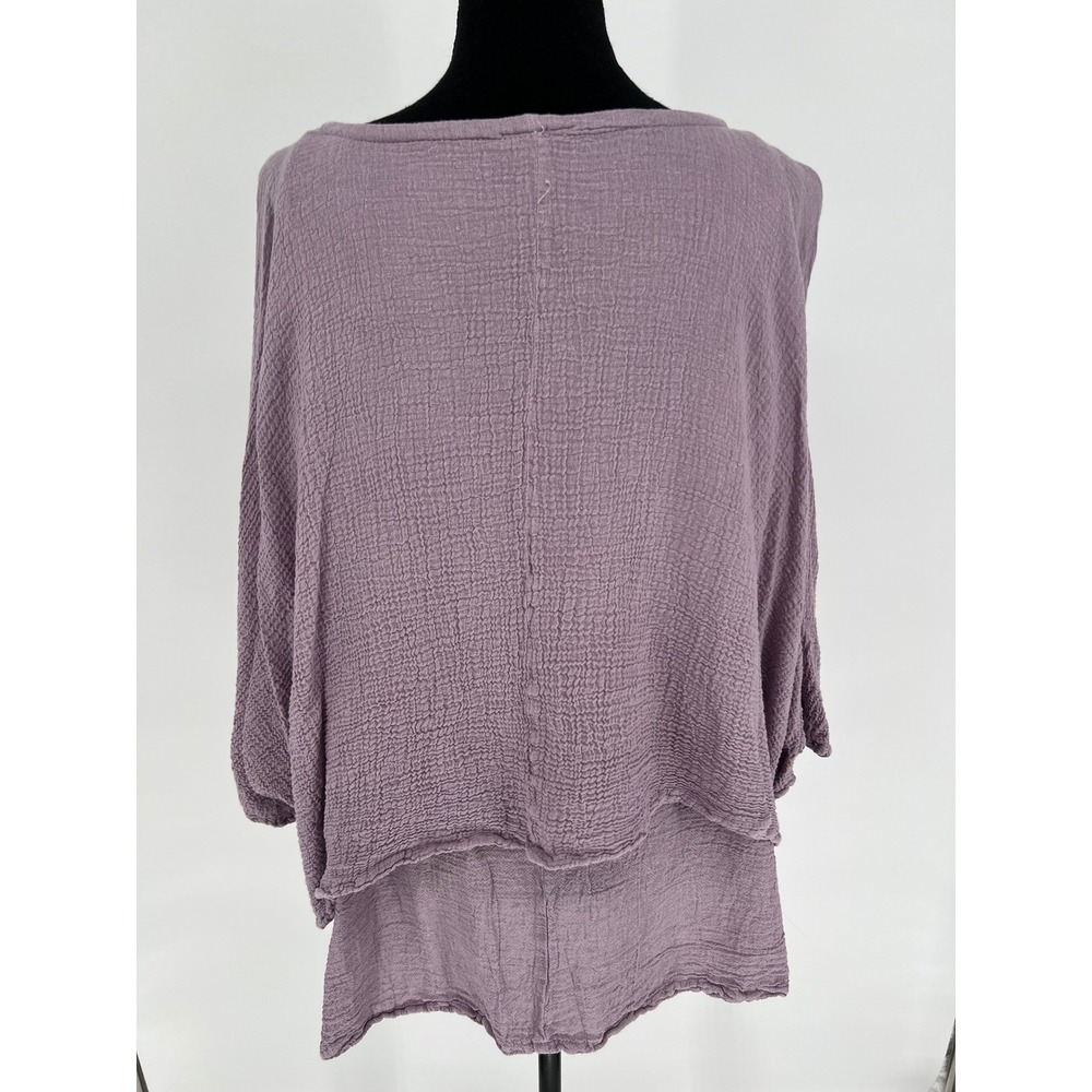 OH MY GAUZE! 2 Top Lavender Purple Cotton Crinkle Layered Lagenlook Tunic L/XL - Picture 5 of 12